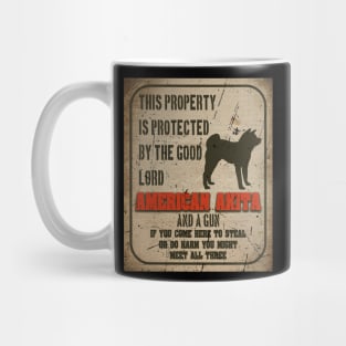 American akita Silhouette Vintage Humorous Guard Dog Warning Sign Mug